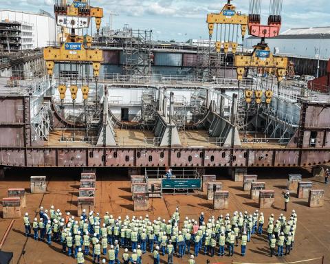 Royal Caribbean Marks Construction Milestone for Its Next Oasis Class Ship with Keel-Laying Ceremony in France.