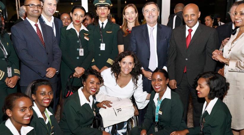 Michetti asistió a la inauguración del primer vuelo Etiopía-Argentina