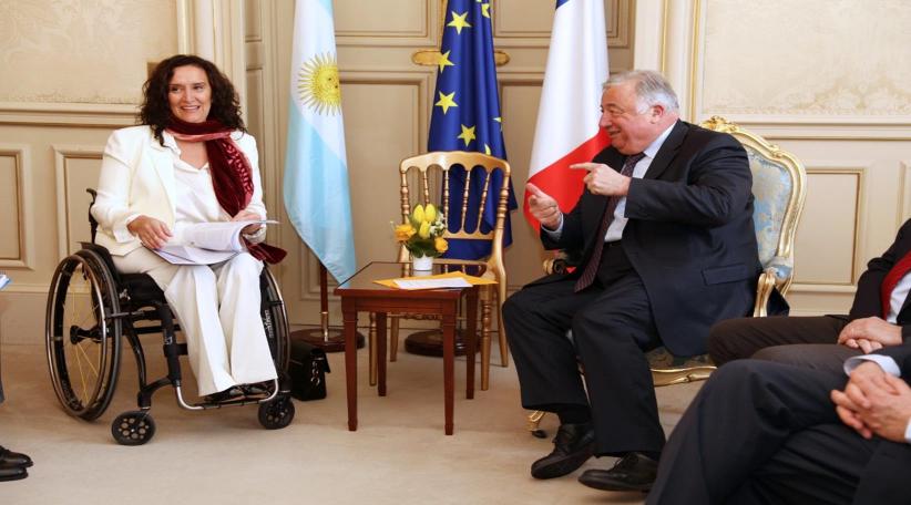 Michetti se reunió con con el presidente del Senado francés, Gérard Larcher.