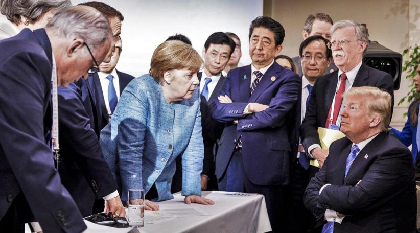 The combative G-7 summit, summed up in one surreal photo