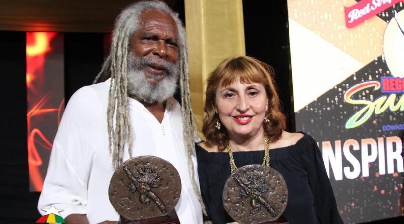  Bob Andy and Pat Meschino. The "Inspire Awards" were presented within the Reggae Sumfest 2018. Montego Bay, Jamaica