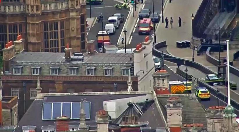 Armed police pulled the male driver out of the silver Ford at gunpoint on a slip road into Parliament, and a "Terrorism Act cordon" was put up