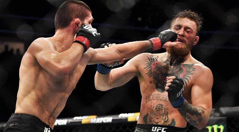 Nurmagomedov submitted McGregor in the fourth round of their UFC lightweight title fight before vaulting over the Octagon to attack his rival’s team