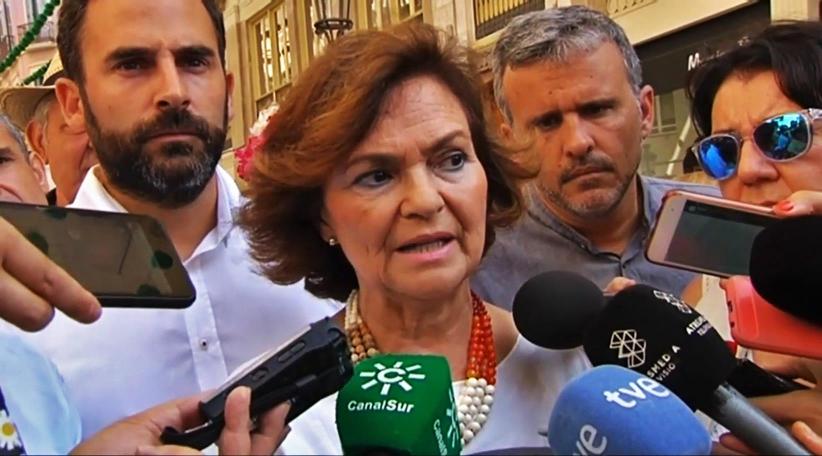 La secretaria de Igualdad del PSOE y vicepresidenta del Gobierno en funciones, Carmen Calvo