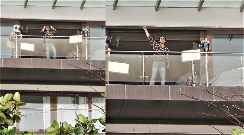 India Shah Rukh Khan turns Mannat balcony into shooting set