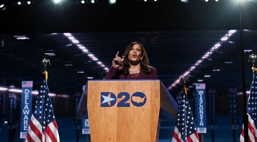 Kamala Harris accepts vice-presidential nomination on historic night