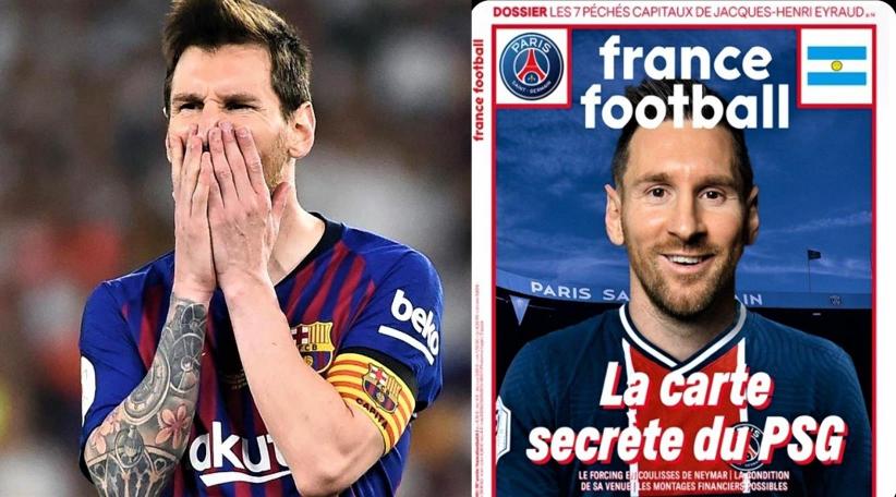 La portada de France Football con Messi luciendo la camiseta del PSG alimenta los rumores en Barcelona 