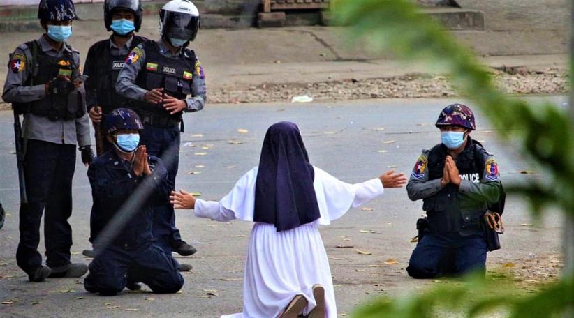 ‘Shoot me instead’: Myanmar nun’s plea to spare protesters