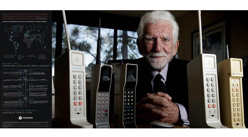 Marty Cooper, el papá de la Telefonía móvil con su Motorola DynaTAC