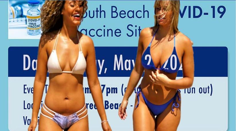 Campaña de vacunación contra el COVID-19 en las playas de Miami Beach