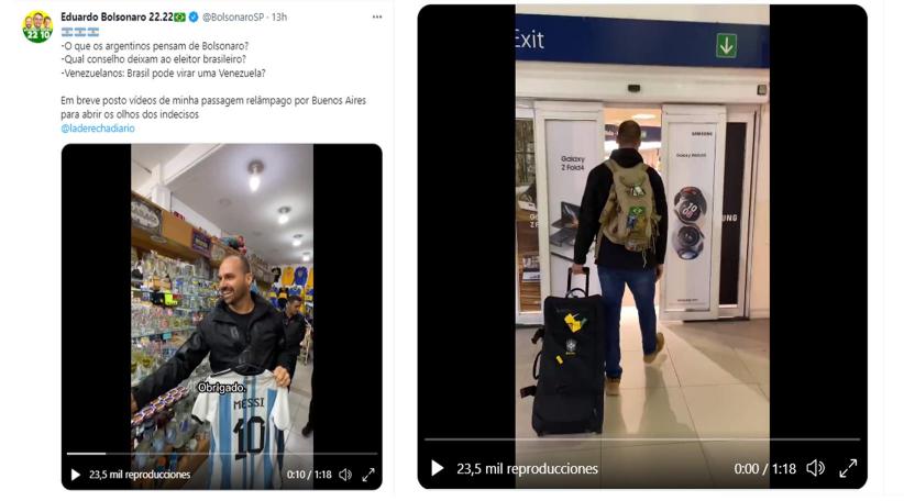 Eduardo, el hijo de Jair Bolsonaro, estuvo en Buenos Aires para  “abrir los ojos de los indecisos” a dos semanas de la segunda vuelta electoral en Brasil