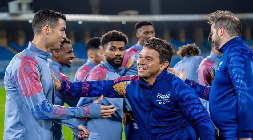 Marcelo Gallardo dirigió la primera práctica con Cristiano Ronaldo para enfrentar al PSG de Messi