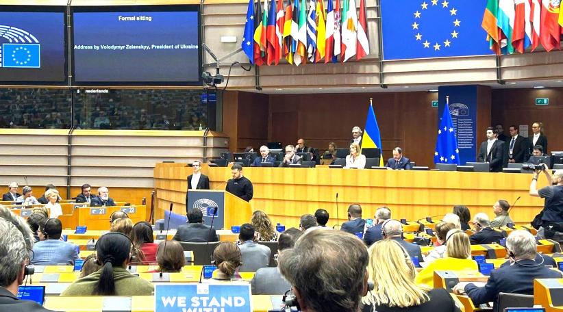 Zelenskyy addresses EU Parliament as he seeks more weapons