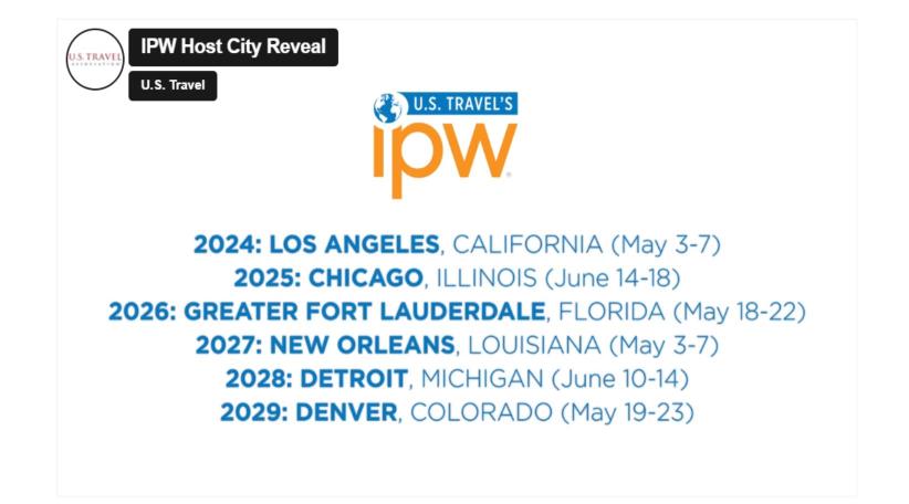 New Host Cities Announced for U.S. Travel’s IPW