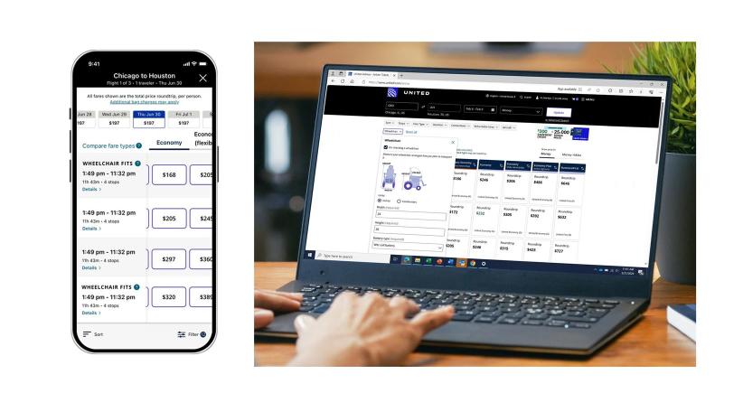 United facilita a los clientes que utilizan sillas de ruedas la reserva de vuelos en los que quepa su dispositivo personal