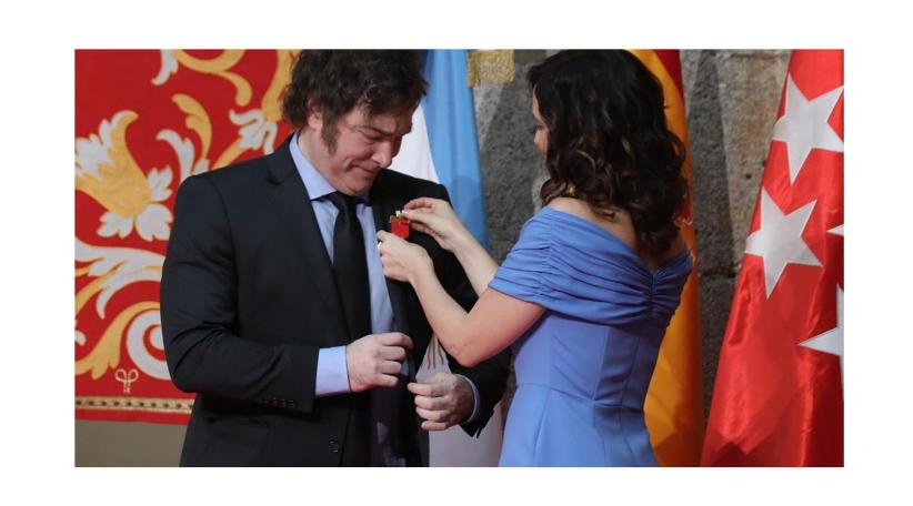 Milei recibió la Medalla Internacional de la Comunidad de Madrid y arremetió otra vez contra Pedro Sánchez