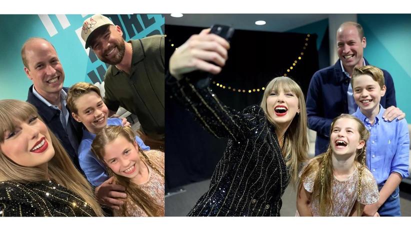 Taylor Swift captured a perfect royal selfie ahead of her Wembley gig, posing with the Prince of Wales and two young music fans, Prince George and Princess Charlotte.