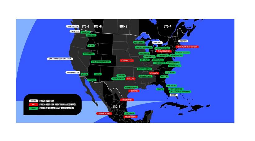 La FIFA añade ciudades base para el Mundial 2026