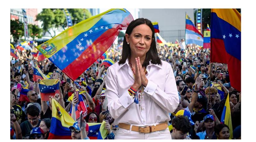 María Corina Machado promete regresar a Venezuela y pide elecciones libres. (fotomontaje)