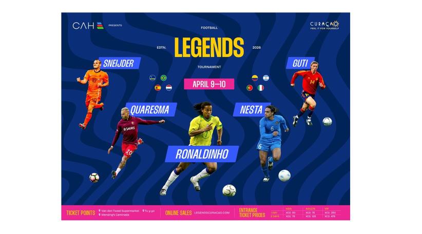 Ronaldinho y “El Pibe” Valderrama encabezan el Legends Football Tournament Curaçao 2026.