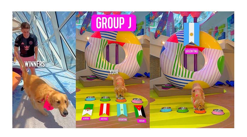 Rover, la Chief Dog Officer de Royal Caribbean, predice que Argentina ganará su grupo en el Mundial 2026.