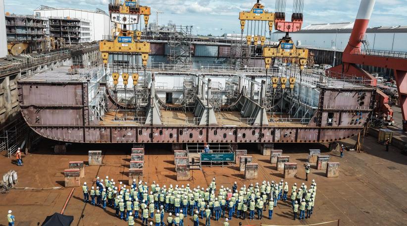 Royal Caribbean Marks Construction Milestone for Its Next Oasis Class Ship with Keel-Laying Ceremony in France.