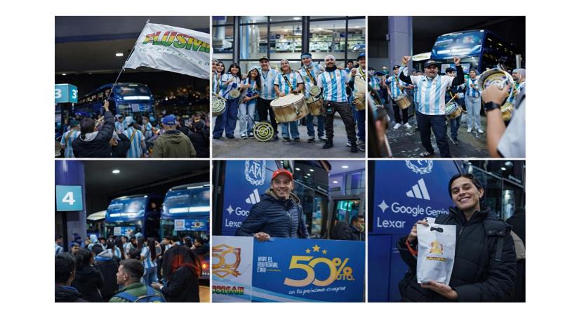Plusmar celebra 50 años con la pasión del Mundial y premios sorpresa a bordo de los micros de la Selección Argentina.