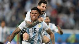 Marcos Rojo’s clinical volley in the 86th minute rescued Argentina after Victor Moses’s penalty had cancelled out Lionel Messi’s opening goal