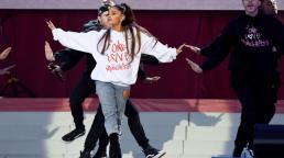 An "overwhelmed" Ariana Grande has spoken of her "love" for Manchester as she performed in the city for the first time since her tribute concert in the wake of the Manchester Arena bombing.