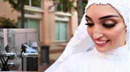 VIDEO - Posaba con su vestido de novia cuando se produjo la impresionante explosión en Beirut