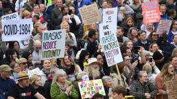 Coronavirus news: thousands gather in UK's Trafalgar Square for protest