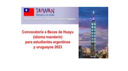 Becas de Taiwán 2023 para estudiantes argentinos y uruguayos
