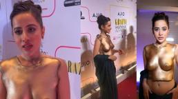 Uorfi Javed se luce con una estructura de yeso con sus pezones pintados en oro