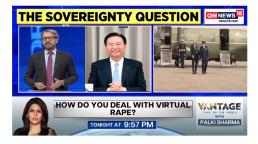 El ministro de Relaciones Exteriores, Jaushieh Joseph Wu, concede una entrevista al presentador de CNN-News18 India, Zakka Jacob