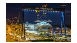 Avanza la construcción del nuevo crucero de Royal Caribbean con la instalación del AquaDome en el Star of the Seas