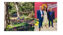 En la fotografía, de izquierda a derecha: Christopher Follenus, International Manager de Visit Central Florida; Casana Fink, Miss Florida 2024-2025 y Víctor Manjarrés, Presidente de TM Americas, agencia de marketing para Visit Central Florida en Canadá y América Latina durante el Florida Huddle 2025