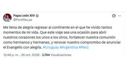El papa León XIV confirma su viaje a la Argentina, Uruguay y Perú.