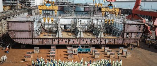 Royal Caribbean Marks Construction Milestone for Its Next Oasis Class Ship with Keel-Laying Ceremony in France.