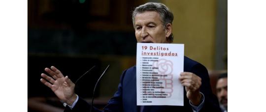 Feijóo exige a Sánchez disolver el Parlamento y convocar elecciones por los casos de corrupción.