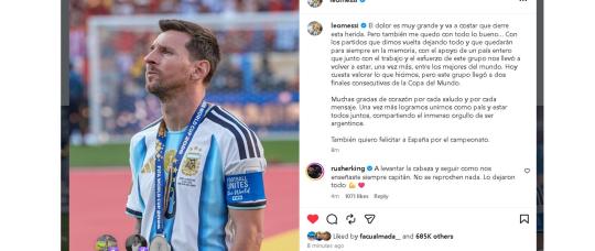 Messi: "Hoy cuesta valorar lo que hicimos, pero este grupo llegó a dos finales consecutivas del Mundial".