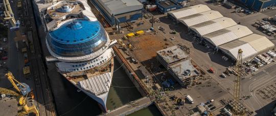 Royal Caribbean's Hero of the Seas floats out for the first time ahead of 2027 Miami debut.